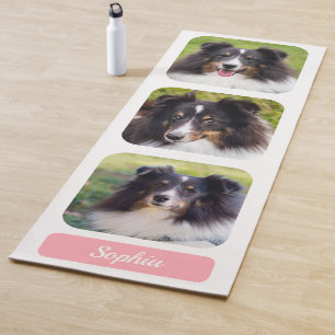 3 Aangepaste Fotosjabloon Met Naam Op Roze Yogamat