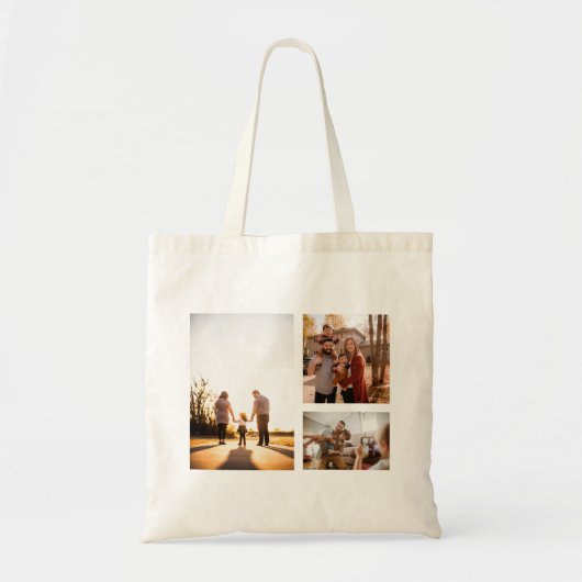 3 Aangepaste Sjabloon fotocollage Tote Bag (Voorkant)