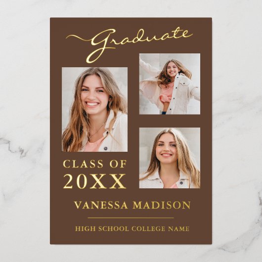 3 Aankondiging Foto modern script Tan Brown Afstud (Voorkant)