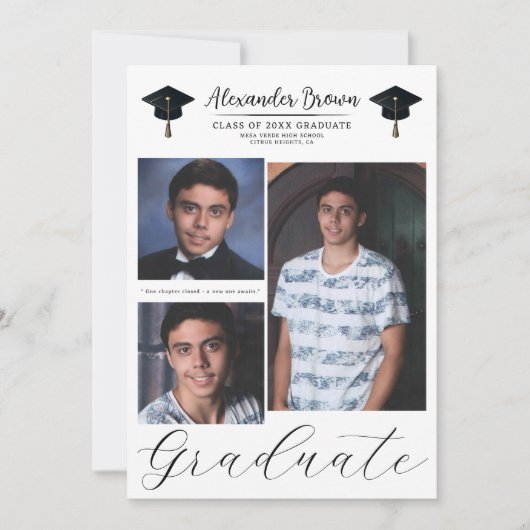 3 Afbeelding foto's Modern Minimal Afstuderen Kaart (Voorkant)