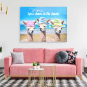3 Alpaca's Het leven is beter op het strand! DIY,  Canvas Afdruk (Insitu (Woonkamer))