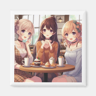 3 Anime Girls Cafe Bonding Magneet