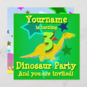 3 Anniversaire Dinosaures Invitations (Devant / Derrière)
