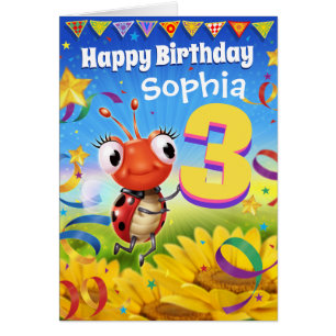 3 ans Carte d'anniversaire personnalisée Gamme de