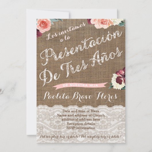 3 ans Cérémonie de présentation invitations en esp (Devant)
