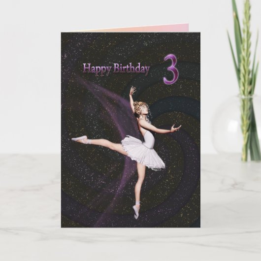 3 ans, une carte d'anniversaire de ballerine (Devant)