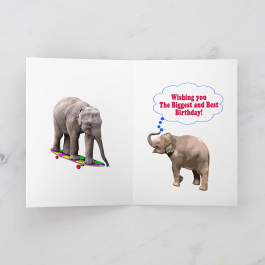 3 ans, une carte d'anniversaire d'éléphants heureu (Intérieur)