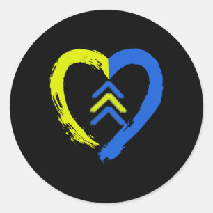 3 Arrows Heart Love Down Syndrome Awareness Ronde Sticker