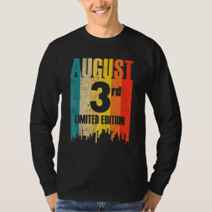 3 augustus Beperkte maand 8 3de dag Retro Vin T-shirt