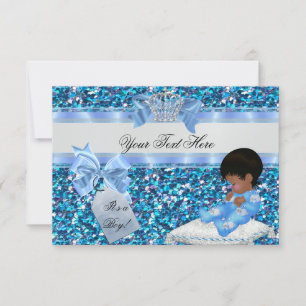3 Baby shower Boy Blue Little Prince Bunnies Kaart