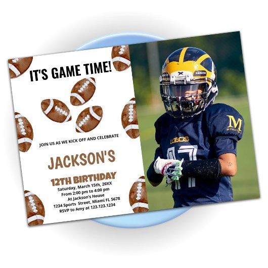 3 balles Football Invitations d'anniversaire avec 