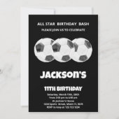 3 Balls Black Soccer Invitations Anniversaire (Devant)