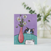 3 Bees, 3 Flowers, 2 Letters, Cat Postcard Briefkaart (Staand voorkant)