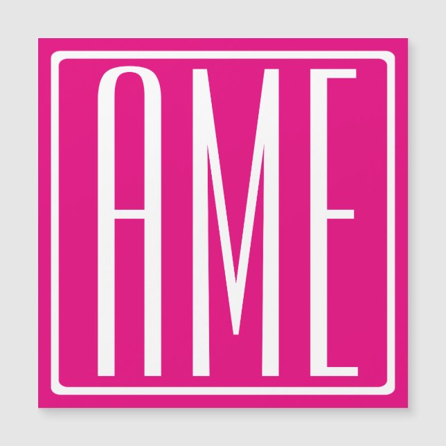 3 Beginletter Monogram | Wit Op Heet Roze (Voorkant)