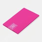 3 Beginletter Monogram | Wit Op Heet Roze Post-it® Notes (Schuin)