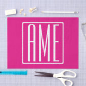 3 Beginletter Monogram | Wit Op Heet Roze Tissuepapier (Craft)