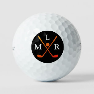 3 Beginletters gekruiste rode clubs Golfballen