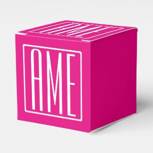 3 Beginletters Monogram Wit Op Heet Roze Bedankdoosjes