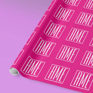 3 Beginletters Monogram Wit Op Heet Roze Cadeaupapier