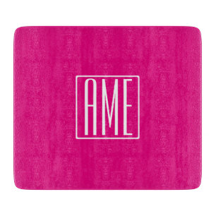 3 Beginletters Monogram Wit Op Heet Roze Snijplank