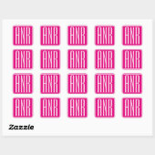 3 Beginletters Monogram | Wit Op Heet Roze Vierkante Sticker (Vel)