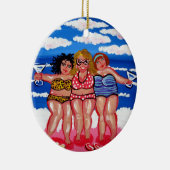 3 Best Friend Martini Beach Divas Round Ornament (Rechts)