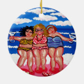 3 Best Friend Martini Beach Divas Round Ornament (Achterkant)