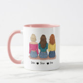 3 Best Friends Personalized Mug Gift for Her (Gauche)