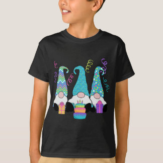 3 Birthday Gnomes Birthday Cake, Cadeaus, Confett T-shirt