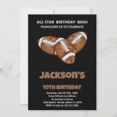 3 Black Brown Football Birthday-uitnodigingen Kaart (Voorkant)