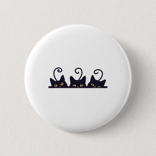 3 Black Cats Funny Cat Lovers Design Vrouwen Manne Ronde Button 5,7 Cm