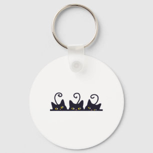 3 Black Cats Funny Cat Lovers Design Vrouwen Manne Sleutelhanger
