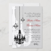3 Black Chandeliers Red Accents Wedding Kaart (Voorkant)