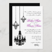3 Black Chandeliers Wedding Invitations Kaart (Voorkant / Achterkant)