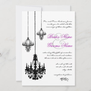 3 Black Chandeliers Wedding Invitations Kaart