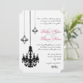 3 Black Chandeliers Wedding Invitations Kaart (Staand voorkant)