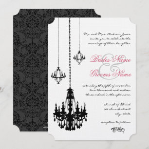 3 Black Chandeliers Wedding Invitations Kaart
