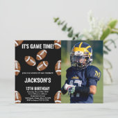 3 Black Football Invitations Anniversaire avec pho (Debout devant)