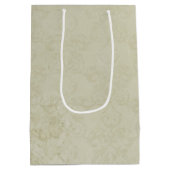 3 Blauwgroen Waterverf Rozen op Tan Damask Birthda Medium Cadeauzakje (Achterkant)