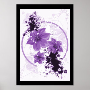 3 bloemen - Paars Poster