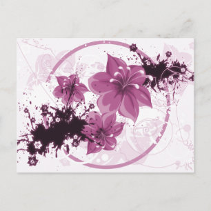 3  bloemen - roze briefkaart