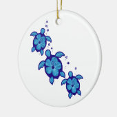 3 Blue Honu Turtles Keramisch Ornament (Links)