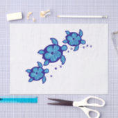 3 Blue Honu Turtles Tissuepapier (Craft)