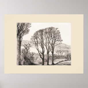 3 Bomen Cornwall Print, Eleanor M Hughes Re-Strike Poster