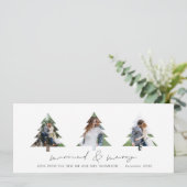 3 Boom Vorm Foto's Getrouwd en Vrolijk Kerstmis Feestdagenkaart (Staand voorkant)