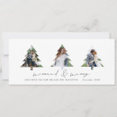 3 Boom Vorm Foto's Getrouwd en Vrolijk Kerstmis Feestdagenkaart (Voorkant)