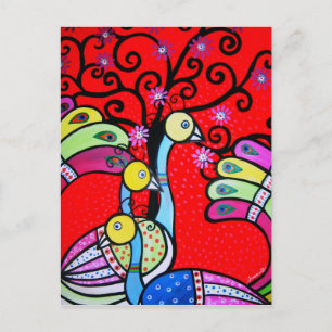 3 BRIEFKAART PEACOCKS