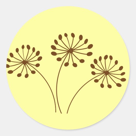3 bruine bloemen ronde sticker (Voorkant)