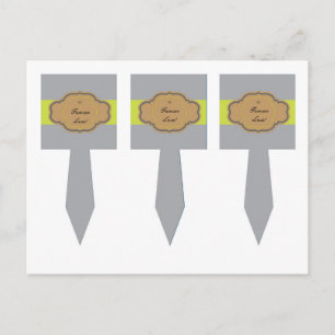 3 Bruine en grijze Floral Wedding Cup Cakepicks Briefkaart
