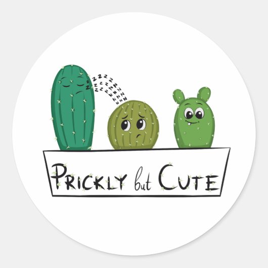 3 Cartoon Cactus Baby's in Pot Ronde Sticker (Voorkant)